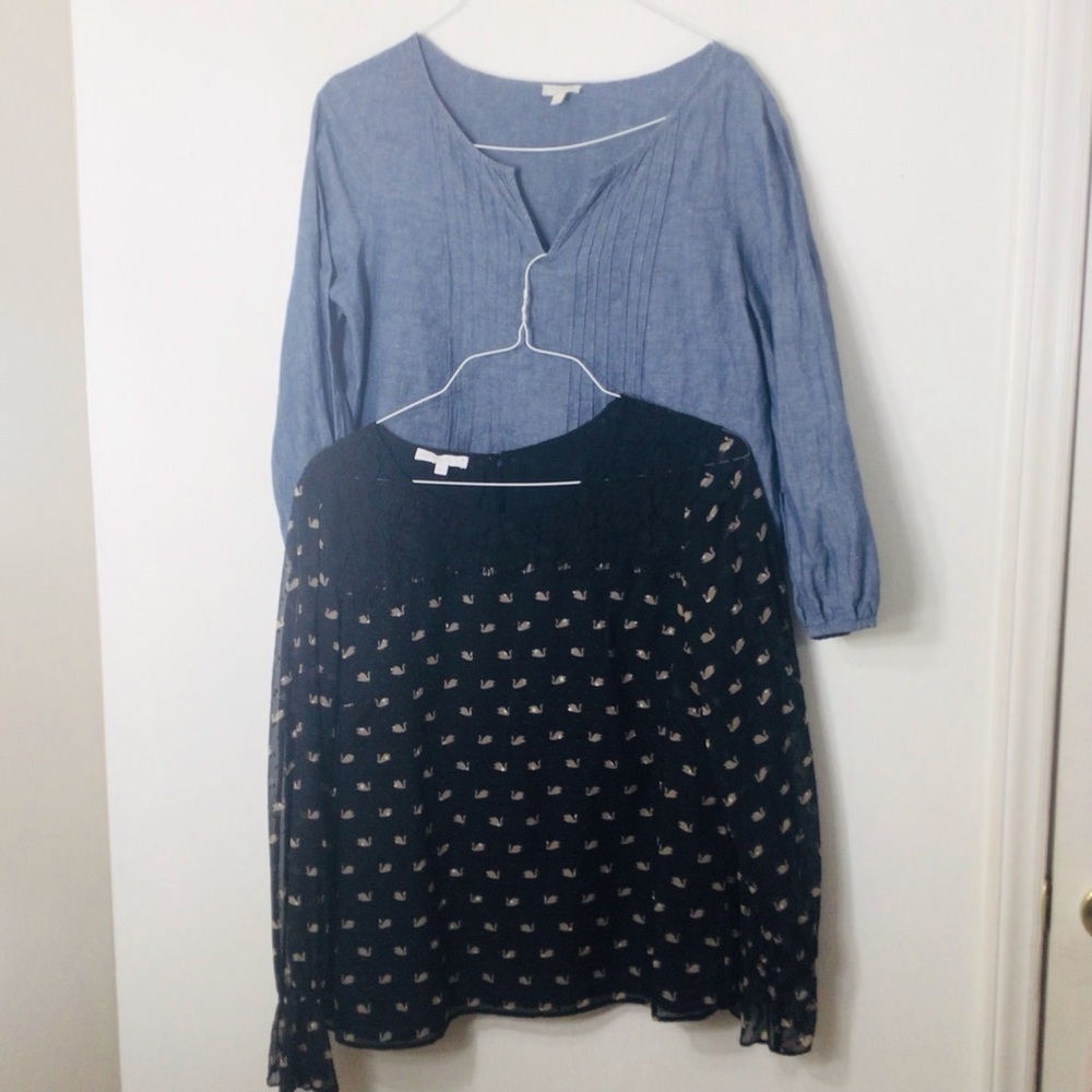 Talbots large blouse bundle 2 women blue black